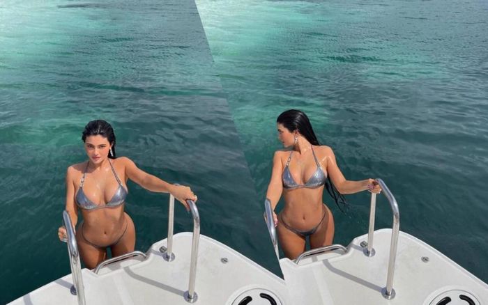 Kylie Jenner ngoi lên từ mặt nước, diện bikini óng ánh tuyệt đẹp khoe vòng 1 'nức nở'