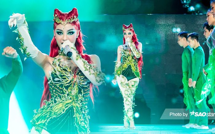 The Heroes: Á hậu Kiều Loan hoá nữ thần rừng xanh với mái tóc đỏ độc đáo sáng bừng sân khấu