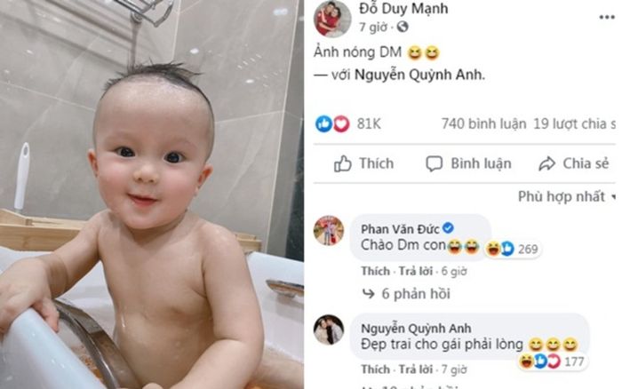 Đỗ Duy Mạnh đăng ảnh con trai 9 tháng tuổi, dân mạng bình luận 'đẹp trai hơn bố rồi'
