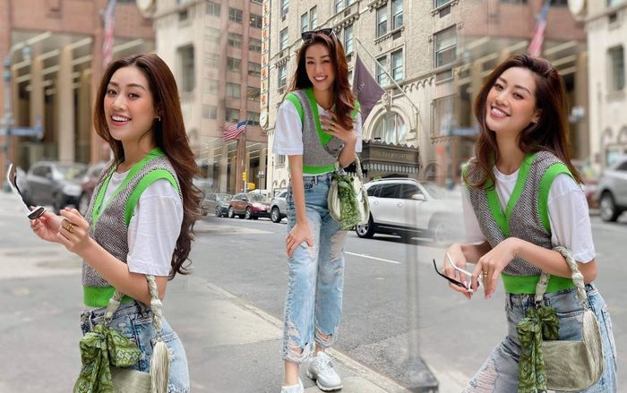 Khánh Vân lên đồ tươi tắn ở New York ngày trở lạnh, đỉnh nhất là món phụ kiện chiếm spotlight