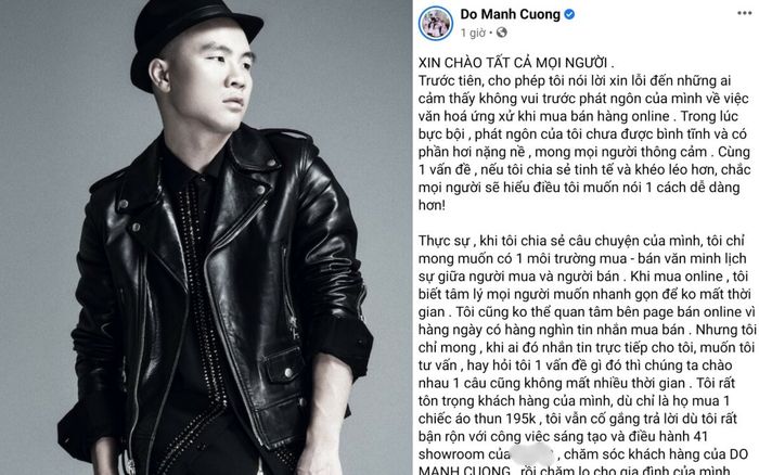 Đỗ Mạnh Cường xin lỗi sau lùm xùm bắt bẻ câu chữ của khách hàng