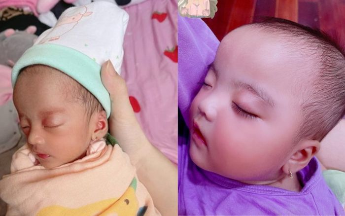 Hóa ra lúc mới sinh, 'công chúa nhỏ' nhà Mạc Văn Khoa đã được trời phú cho chiếc mũi cao vút