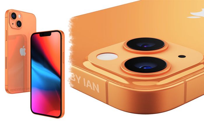 iPhone 13 màu cam đẹp ngất ngây, độc lạ bất ngờ với camera xếp chéo