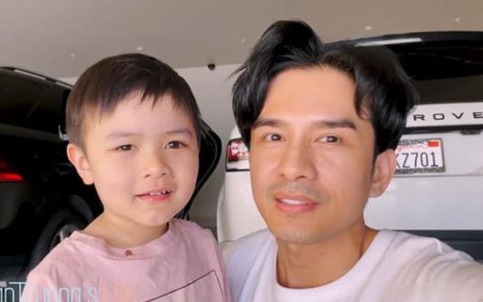 Đan Trường sang Mỹ đoàn tụ vợ con, không quên cùng bà xã 'dàn cảnh' trêu quý tử