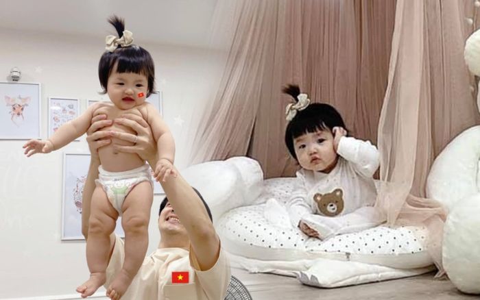 Đông Nhi khoe ảnh bé Winnie 'cởi trần' ăn mừng chiến thắng của đội tuyển bóng đá Việt Nam