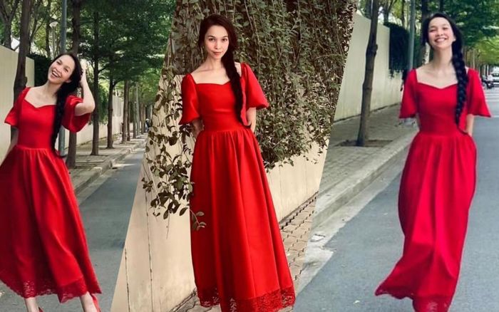 Hiền Thục xinh ngất ngây như công chúa trong bộ váy đỏ rực