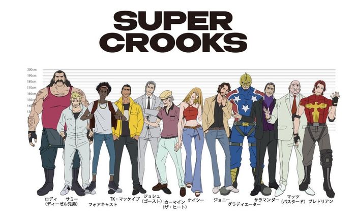 Anime Super Crooks của Netflix hé lộ tạo hình của các nhân vật chính