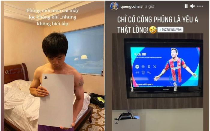 Công Phượng cho Quế Ngọc Hải mượn 'máy lọc không khí'