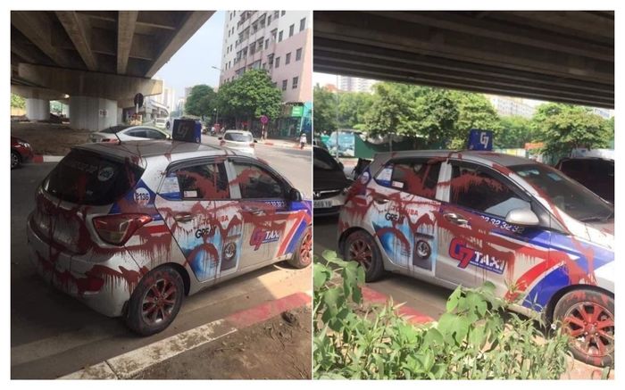 Đỗ xe dưới gầm cầu qua đêm, tài xế taxi 'phát sốt' khi thấy chiếc xe bị xịt sơn đỏ kín các góc