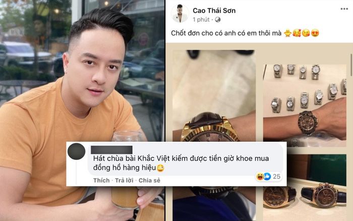 Cao Thái Sơn khoe 'chốt đơn' đồng hồ hàng hiệu, netizen 'cà khịa': Mua từ tiền hát chùa bài của Khắc Việt