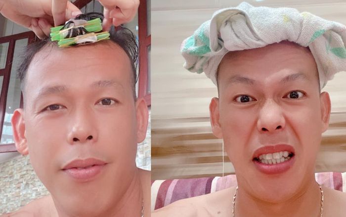 'Ông chú' Tấn Trường được vợ trổ tài cắt uốn tóc tại nhà mùa dịch không thua kém gì ngoài tiệm