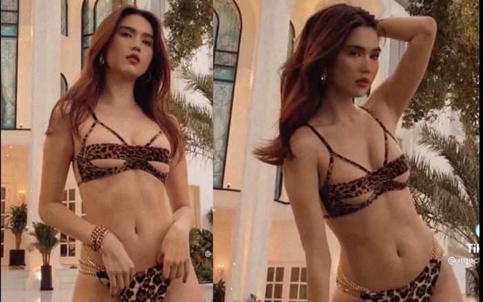 Diện bikini da beo, Ngọc Trinh khoe trọn vòng 1 'căng tràn'
