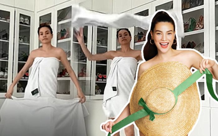 Hồ Ngọc Hà tung khăn thay đồ ở hậu trường, là lý do khiến Kim Lý từng hỏi 'em không mặc quần hả?'