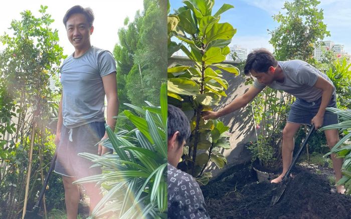 Cường Đô La 'chuẩn chỉnh' người chồng của năm, vừa chăm con khéo lại giỏi làm vườn