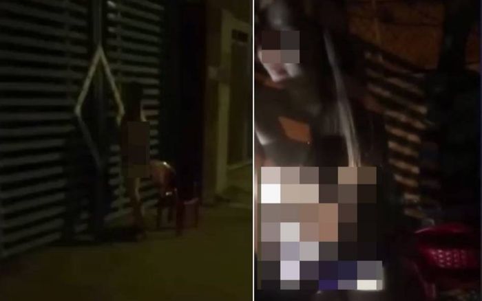 Clip: Cô gái không mặc đồ mang ghế ra ngồi trước cửa để hít khí trời lúc nửa đêm