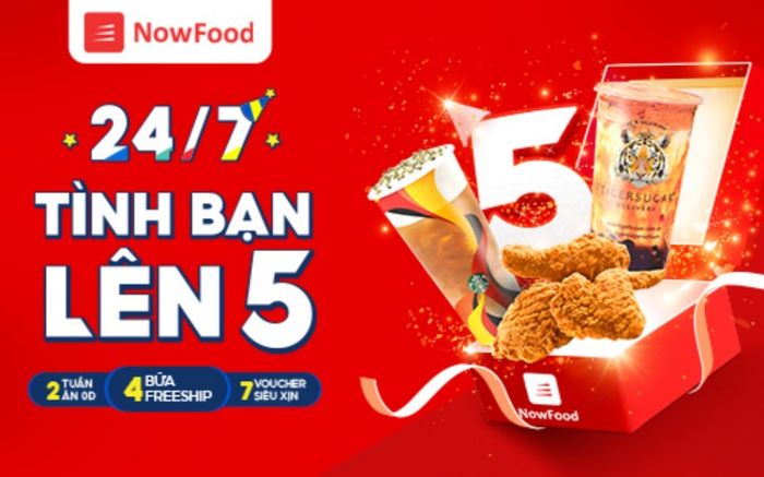 Sinh nhật 5 tuổi, Now khao món ngon giá hời, tung deal 0đ hấp dẫn