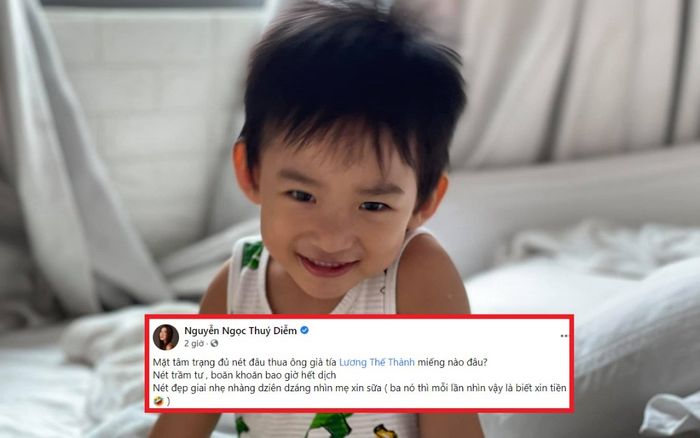 Thúy Diễm khoe mặt trầm tư 'bao giờ hết dịch' của con trai, không quên 'cà khịa' tật xấu Lương Thế Thành