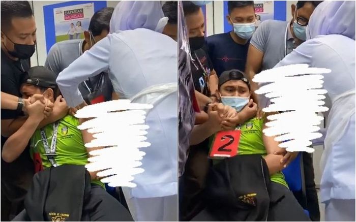 Nam y tá la hét ầm ĩ, phải nhờ tới 4 người giữ khi tiêm phòng khiến hội chị em cười nắc nẻ