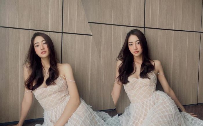 Hoa hậu Lương Thùy Linh mặc váy cúp ngực đẹp như nàng thơ