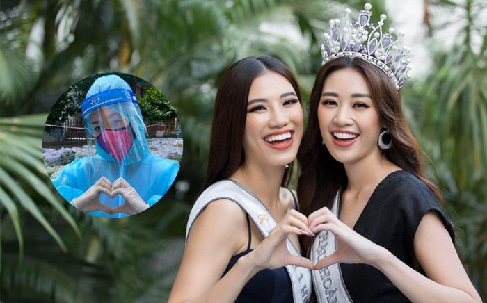 Hai chị em 'Hoàn vũ' Khánh Vân - Kim Duyên giản dị làm từ thiện trên 'chuyến xe thực phẩm 0 đồng'