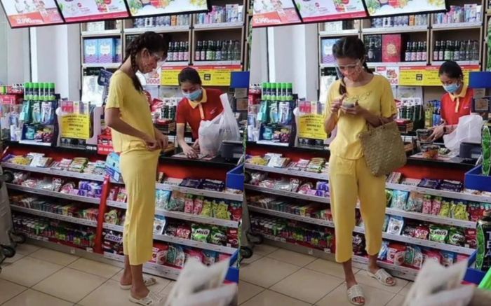 Minh Tú diện style thun lạnh 130k đi siêu thị: Da ngăm đen, đi dép tổ ong nghìn lỗ