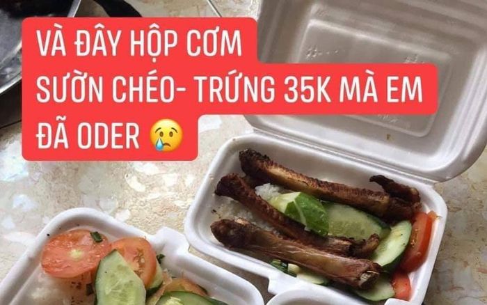 Đặt 3 suất cơm sườn qua mạng, cô gái muốn 'khóc thét' khi thấy toàn 'củi khô' bên trong