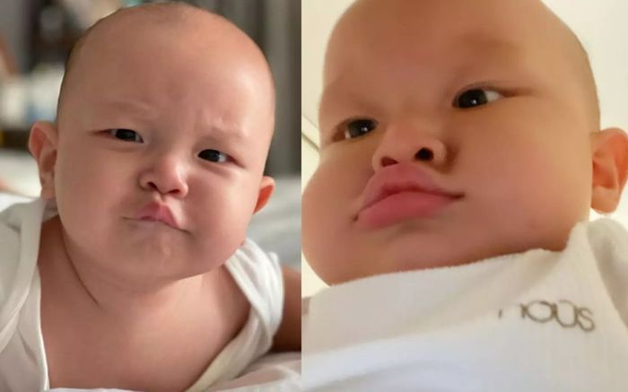 Con trai Hà Hồ tự 'selfie', khoe đôi môi cong cực kì duyên dáng