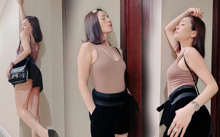 Lệ Quyên diện quần ngắn khoe chân thon nhưng cách tạo dáng vẫn gây đau mắt