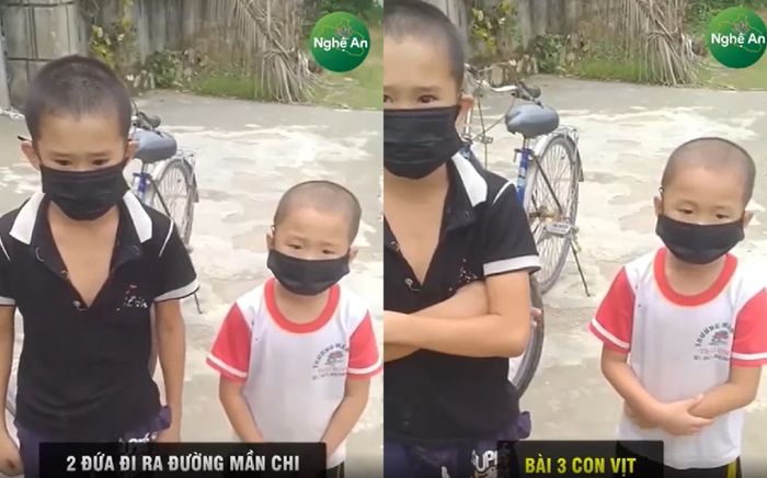 Đạp xe ngoài đường lúc giãn cách bị chiến sĩ công an bắt gặp, hai bạn nhỏ đón nhận hình phạt có 1-0-2