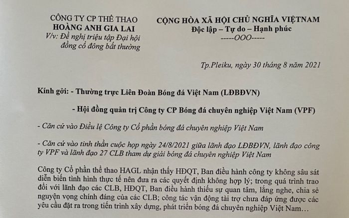 CLB HAGL của bầu Đức gửi đơn đề nghị VPF có Đại hội cổ đông bất thường!