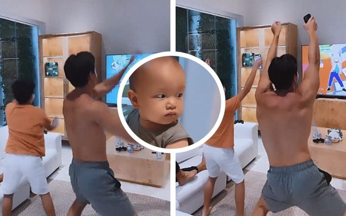 Bé Leon 'đứng hình mất 5 giây' với màn nhảy nhót vui tới bến của anh hai và ba Kim Lý