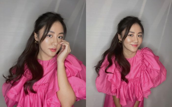 Văn Mai Hương tươi rói với váy hồng, trẻ hơn chục tuổi chứ không đùa đâu