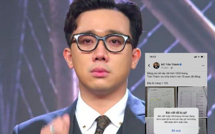 Thực hư việc bài đăng công khai 'sao kê' của Trấn Thành 'thoắt ẩn thoắt hiện' khiến netizen hoang mang?