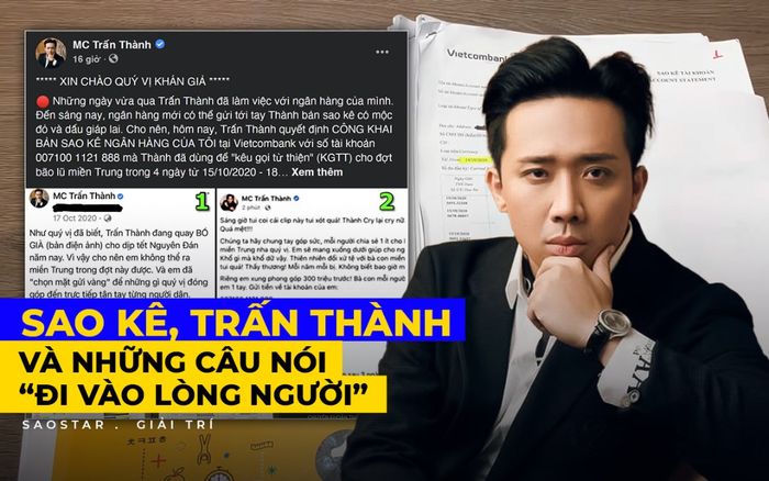 Sao kê, Trấn Thành và những câu nói 'đi vào lòng người'