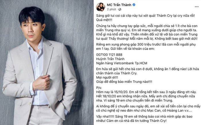 Phía Trấn Thành mong mọi chuyện liên quan 'sao kê' dừng lại khi ngân hàng đã lên tiếng