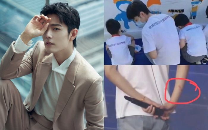 Tiêu Chiến quỳ gối vẽ tranh cùng thiếu nhi, fan hiểu lầm khi phát hiện điều này trên tay nam nghệ sĩ