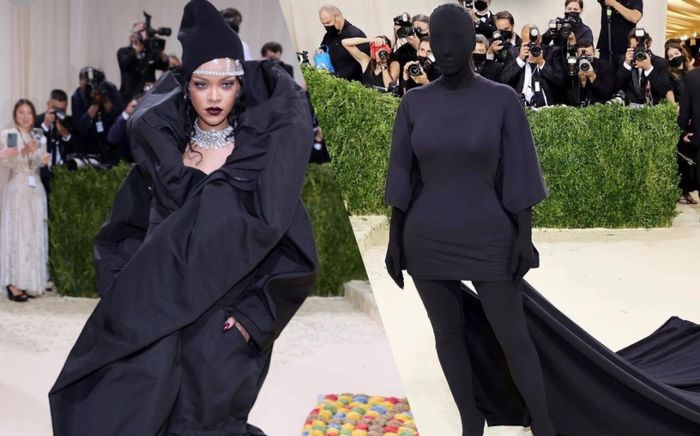 Rihanna 'quấn chăn mền', Kim Kardashian trùm kín mặt đến thảm đỏ Met Gala 2021