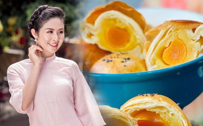 Hoa hậu Ngọc Hân trổ tài làm bánh Trung thu nghìn lớp ai nhìn cũng muốn ăn