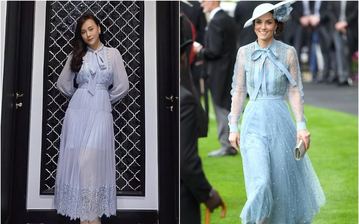 Phương Oanh (Hương Vị Tình Thân) mặc váy baby blue 'na ná' Công nương Kate Middleton