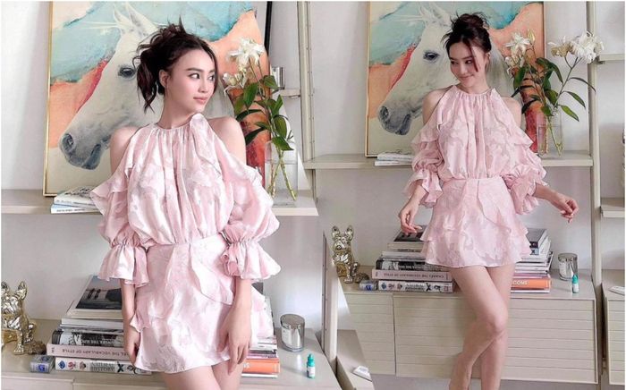 Ninh Dương Lan Ngọc khiến fan lịm tim vì quá điệu với váy hồng bánh bèo khoét vai