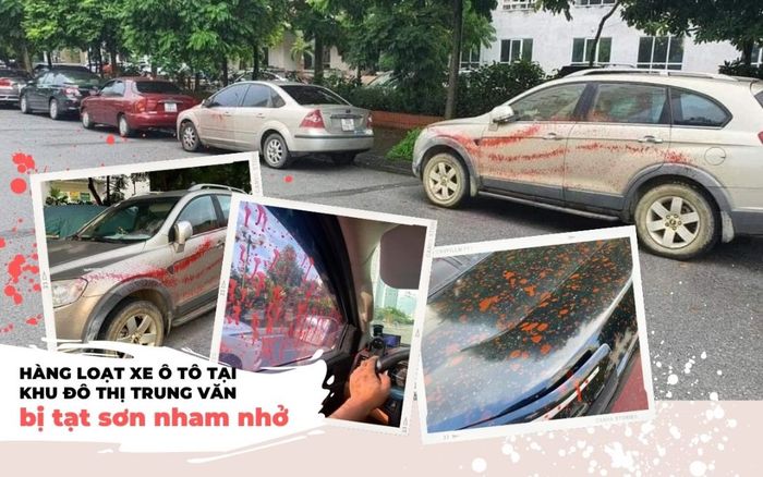 Hà Nội: Hàng loạt xe ô tô bỗng nhiên bị tạt sơn nham nhở tại khu đô thị Trung Văn