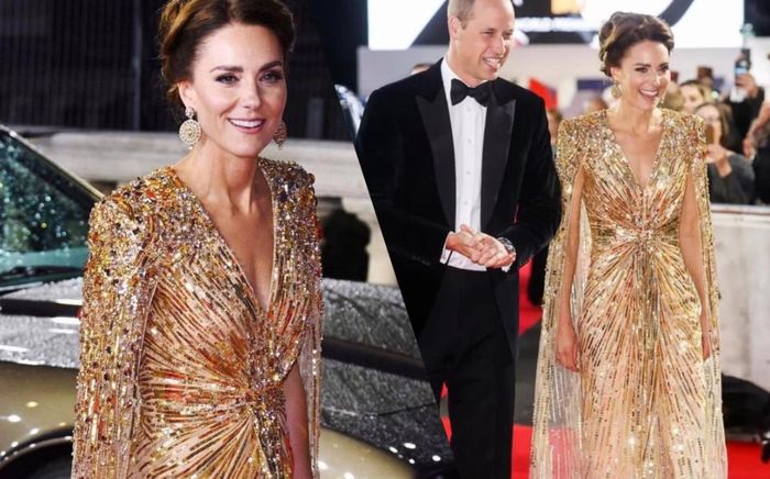 Công nương Kate lộng lẫy ngỡ ngàng trong bộ váy dát vàng chiếm sóng truyền thông