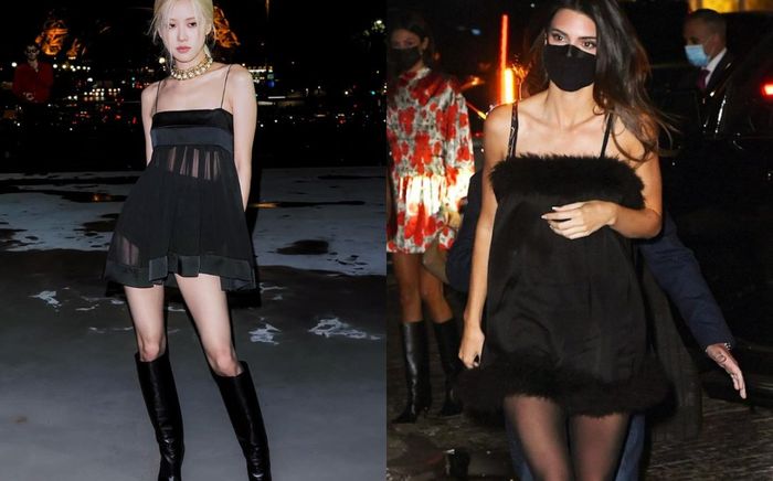 Rosé BlackPink mặc váy hiệu na ná chân dài Kendall Jenner nhưng vẫn lép vế