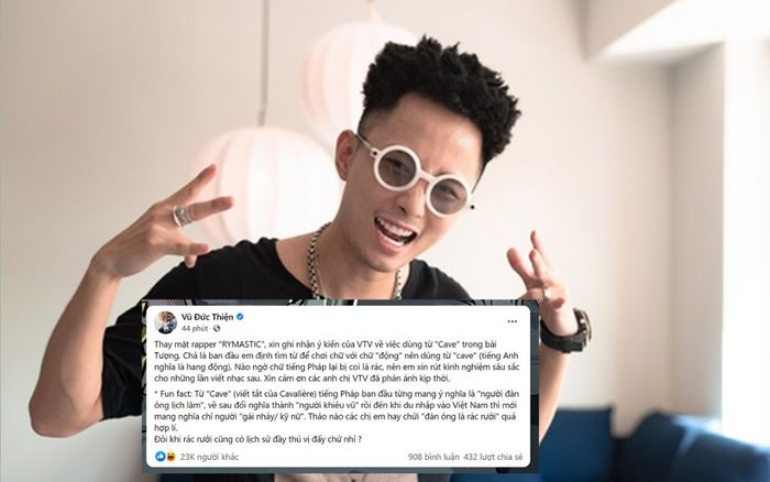 Rapper Rhymastic lên tiếng xin lỗi sau khi bị VTV 'réo tên', tuy nhiên lại xoá bài đầy khó hiểu