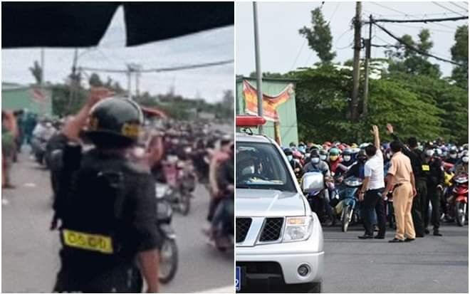 Cảm động khoảnh khắc cán bộ CA, chiến sĩ CSCĐ vẫy tay chào đoàn người từ Đồng Nai trở về quê