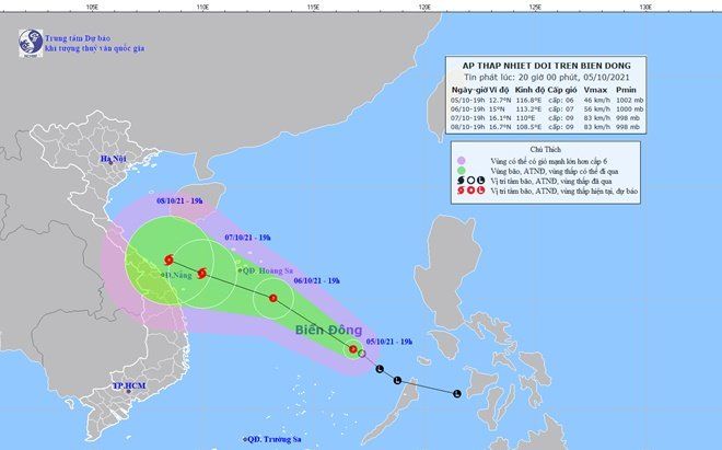 Áp thấp nhiệt đới hình thành trên Biển Đông với sức gió giật cấp 8, khả năng mạnh lên thành bão
