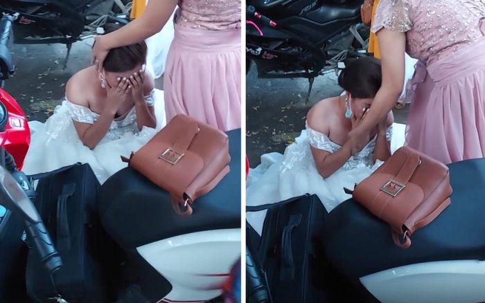 Biết tin bị lừa ngay trong đám cưới, cô dâu ôm mặt khóc nức nở giữa đường