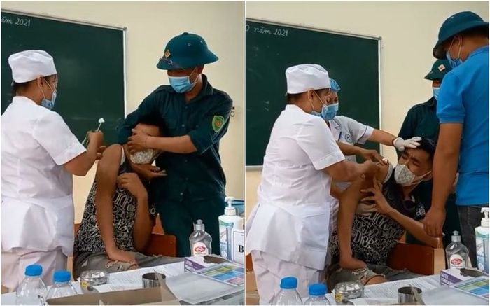 Clip: Nam thanh niên kêu la oai oái khi tiêm vaccine, mũi kim chưa chạm vào da đã kêu đau