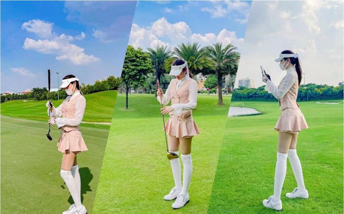 Á hậu Huyền My chơi golf thôi mà lên đồ sang chảnh như đi tiệc thời trang