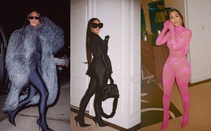 Bất chấp khen chê, Kim Kardashian liên tục mặc bodysuit o ép thân hình đồng hồ cát